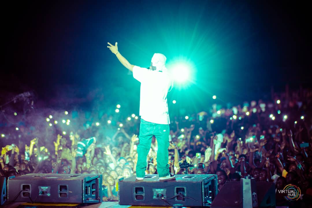 light on stage with person